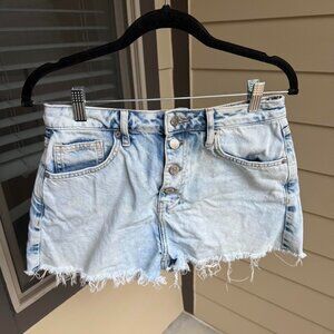 Light Wash Distressed Denim Shorts – Vintage Look